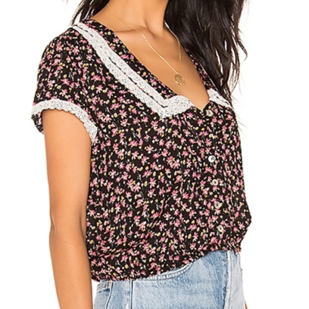 NWOT Free People Ana Printed Blouse